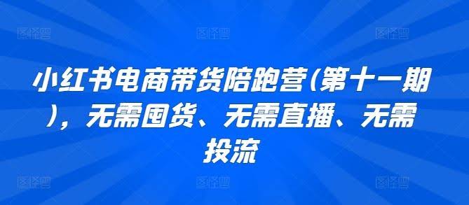 小红书电商带货陪跑营，无需囤货、无需直播、无需投流
