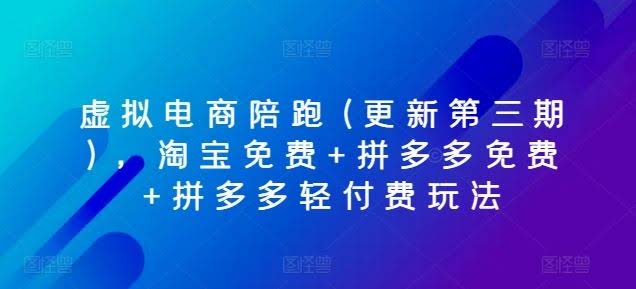 虚拟电商陪跑，淘宝免费+拼多多免费+拼多多轻付费玩法
