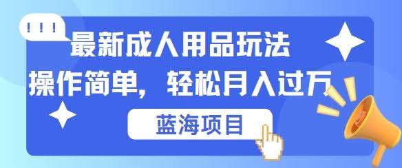 最新成人用品项目玩法，操作简单，动动手，轻松日入几张【揭秘】